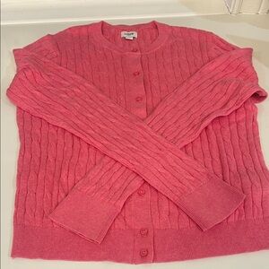 J. Crew Factory Pink Cable Knit Cardigan